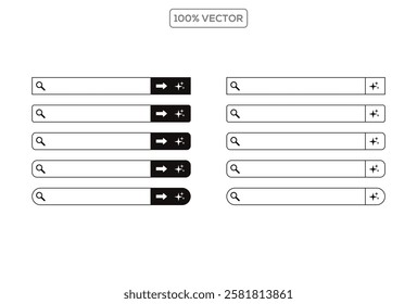 Web search bars set. Search bar, search boxes collection.Vector set computer illustration
