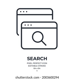 Web search concept editable stroke outline icon isolated on white background flat vector illustration. Pixel perfect. 64 x 64.