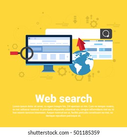 Web Search Digital Content Information Technology Business Web Banner Flat Vector Illustration