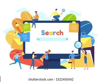 Web search. Flat design business people concept. Vector illustration concept for web banner, business presentation, advertising material