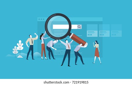 Web search. Flat design business people concept. Vector illustration concept for web banner, business presentation, advertising material.