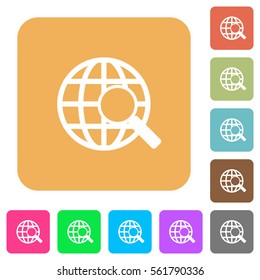 Web search flat icons on rounded square vivid color backgrounds.