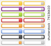 Web search form and button with loupe sign. Variations colors rounded rectangle on gray background