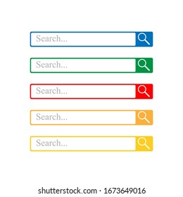 Web search form and button with loupe sign. Variations colors rounded rectangle image