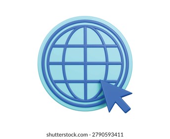 Web search globe icon 3d render illustration isolated internet navigation concept