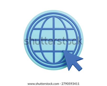 Web search globe icon 3d render illustration isolated internet navigation concept