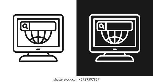 Websuche-Symbol in schwarz-weißem Linienstil