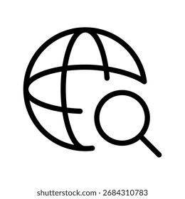 Web Search Icon Globe with Magnifying Glass for Internet and Global Research
