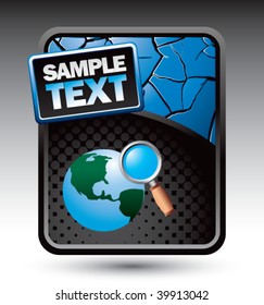 web search icon on blue cracked advertisement