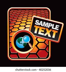icono de búsqueda web en la publicidad de hexágono anaranjado