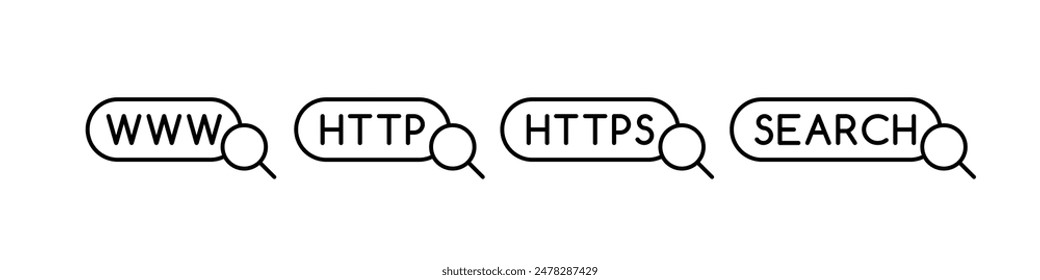 Web search icon vector set. Magnifying glass symbol