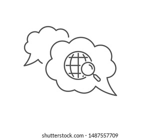 Web search line icon. Chat bubble design. Find internet results sign. Outline concept. Thin line web search icon. Vector
