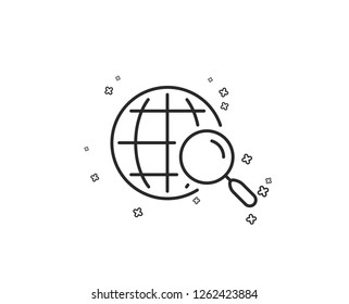 Web search line icon. Find internet results sign. Geometric shapes. Random cross elements. Linear Web search icon design. Vector