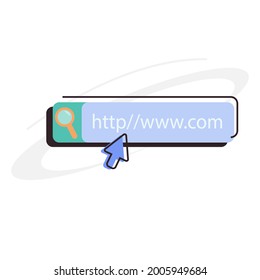 página de búsqueda Web. Buscador popular. Ventana Web sobre fondo blanco. Navegador con campo de barra de búsqueda y botón de búsqueda. En ilustración vectorial de diseño plano. Eps 10
