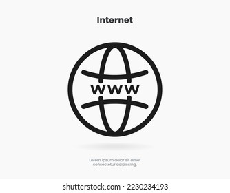 Web search symbol. Internet icon. Go to web icon. Http address sign. Globe network www website icon with isolated white background for UI UX mobile app