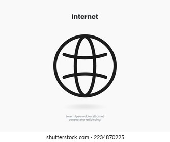 Web search symbol. Internet icon. Go to web icon. Http address sign. Globe network www website icon with isolated white background for UI UX mobile app