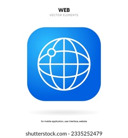 Web search symbol. Internet icon. Go to web icon. Http address sign. Globe network www website icon with isolated white background for UI UX mobile app