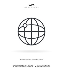 Web search symbol. Internet icon. Go to web icon. Http address sign. Globe network www website icon with isolated white background for UI UX mobile app