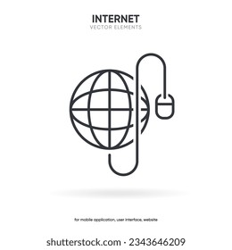 Web search symbol. Internet icon. Go to web icon. Http address sign. Globe network www website icon with isolated white background for UI UX mobile app