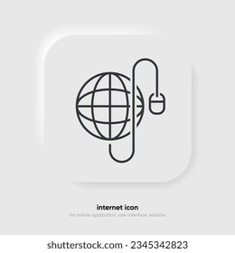 Web search symbol. Internet icon. Go to web icon. Http address sign. Globe network www website icon with isolated white background for UI UX mobile app