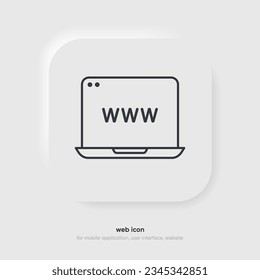 Web search symbol. Internet icon. Go to web icon. Http address sign. Globe network www website icon with isolated white background for UI UX mobile app