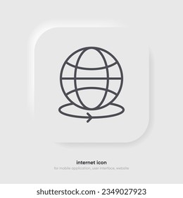 Web search symbol. Internet icon. Go to web icon. Http address sign. Globe network www website icon with isolated white background for UI UX mobile app