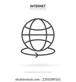 Web search symbol. Internet icon. Go to web icon. Http address sign. Globe network www website icon with isolated white background for UI UX mobile app