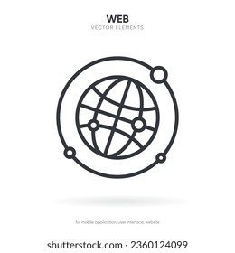 Web search symbol. Internet icon. Go to web icon. Http address sign. Globe network www website icon with isolated white background for UI UX mobile app