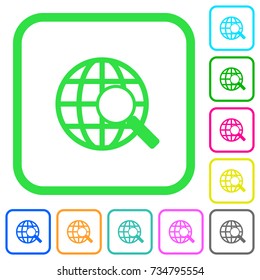Web search vivid colored flat icons in curved borders on white background