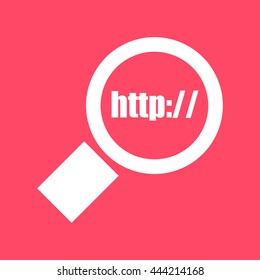 Web Search white icon on magenta color background. Eps-10.