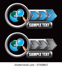 web searching on blue and gray arrow banners