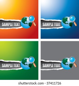 web searching on multicolored ripped banners
