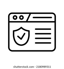 Web Secure Icon. Line Art Style Design Isolated On White Background