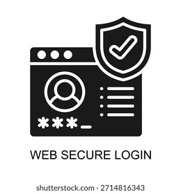 Ilustración vectorial de glifo de icono de Inicio de sesión seguro de Web