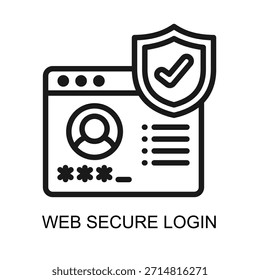 Ilustración vectorial de línea de ícono de Inicio de sesión seguro de Web