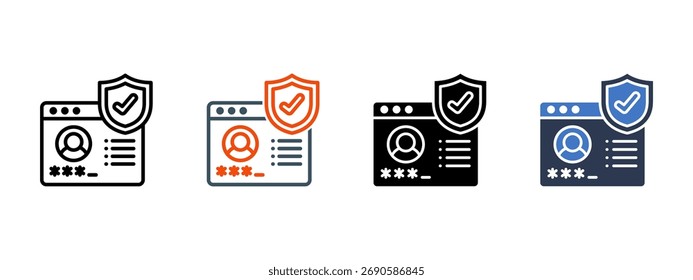 Ilustração de vetor de estilo de vários ícones do Web Secure Login