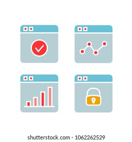 web security and web analytics icons