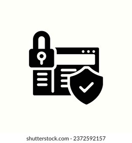icono negro de seguridad web, icono aislado en fondo claro, perfecto para sitio web, blog, logotipo, diseño gráfico, medios sociales, interfaz de usuario, aplicación móvil
