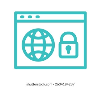 Conceito de segurança da Web com ilustração de globo e ícone de cadeado. Ícone de seguro digital conceito de símbolos de segurança cibernética.