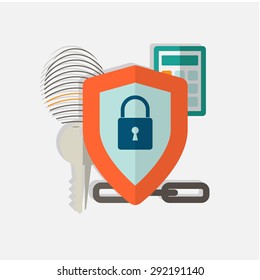 Web security concept icon. Vector illustration in flat style
