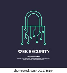 Web security for cryptocurrency. Global Digital technologies. Vector illustration