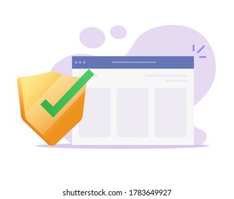 Web Security Guard Online For Internet Website Secure Protection Web Browser Or Safety Technology Vector Flat Cartoon Icon