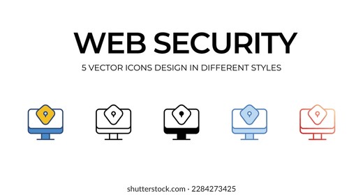 Web Security Icon Design in Five style with Editable Stroke. Line, Solid, Flat Line, Duo Tone Color, and Color Gradient Line. Suitable for Web Page, Mobile App, UI, UX and GUI design.