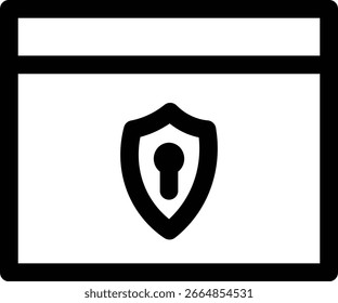 ícone Segurança da Web estilo de contorno plano fino, pictograma de estilo linear e sólido isolado no branco.