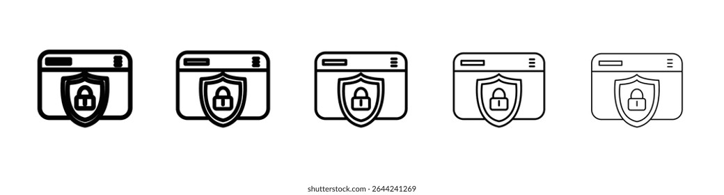Web Security icon thin outline logo mark set