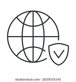 Symbol für Web-Sicherheit, Vektorgrafik zur Veranschaulichung des globalen Schutzes für Online-Aktivitäten und Datenintegrität in digitalen Umgebungen