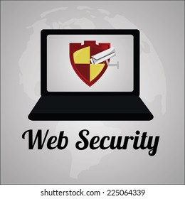 web security illustration over gray color background