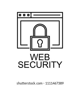 web security line icon. Element of seo and web optimization icon with name for mobile concept and apps. Thin line web security line icon can be used for web and mobile on white background