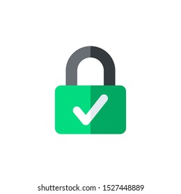 Web Security Lock Vector Icon. Padlock with check sign.