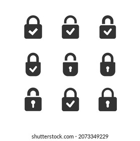 Web Security Lock vector Icon set. Safety, web security